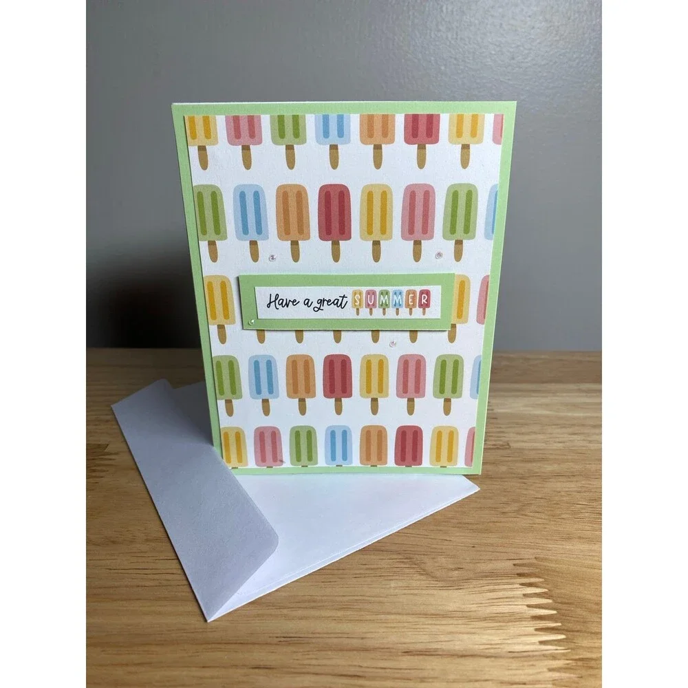 Handmade Summer Blank Greeting Card A2 & Envelope